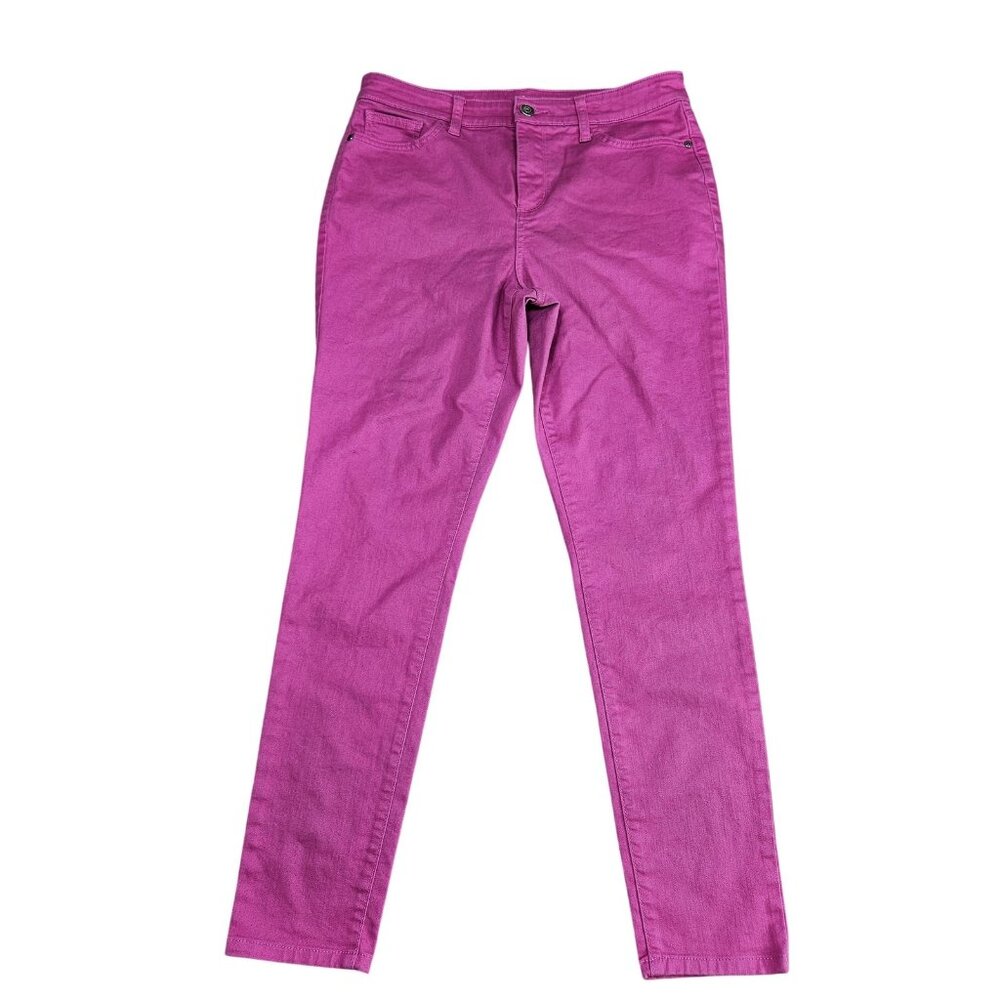 St. John's Bay Skinny Leg Jeans Womens 10 Pink Solid Mid Rise Stretch Denim